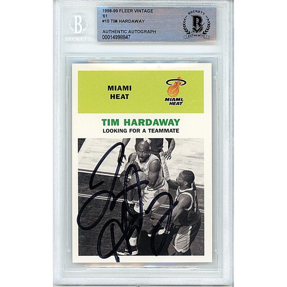 Tim Hardaway Signed 1998-99 Fleer Vintage 1961 Basketball Card Beckett Autograph - Picture 1 of 5